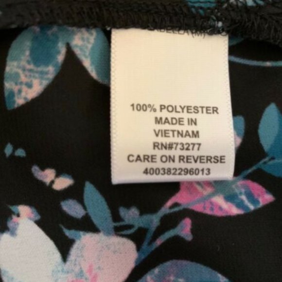 ELLE Button Up Blouse Women Medium Long Sleeve w/Tab & Button Floral - Picture 5 of 5